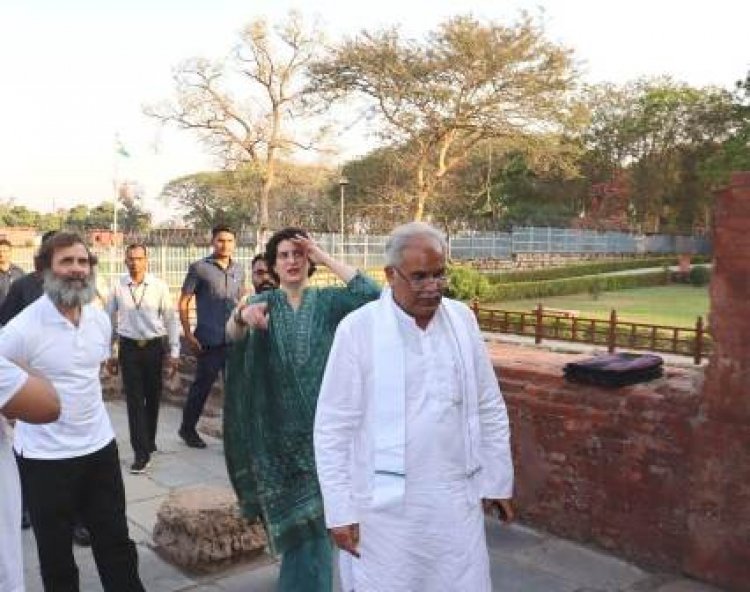 CM बघेल के साथ सिरपुर पहुंचे राहुल गांधी और प्रियंका गांधी
