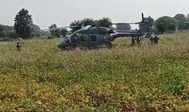 खेत में हुई सेना के हेलीकॉप्टर की इमरजेंसी लैंडिंग