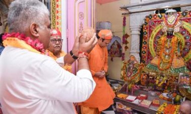 केन्द्रीय मंत्री भूपेन्द्र यादव ने पूजा-अर्चना कर देश व प्रदेश की खुशहाली की कामना की