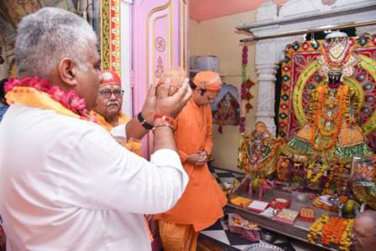 केन्द्रीय मंत्री भूपेन्द्र यादव ने पूजा-अर्चना कर देश व प्रदेश की खुशहाली की कामना की