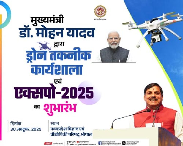 मुख्यमंत्री डॉ. यादव गुरुवार को ड्रोन तकनीक कार्यशाला एवं एक्सपो-2025 का करेंगे शुभारंभ
