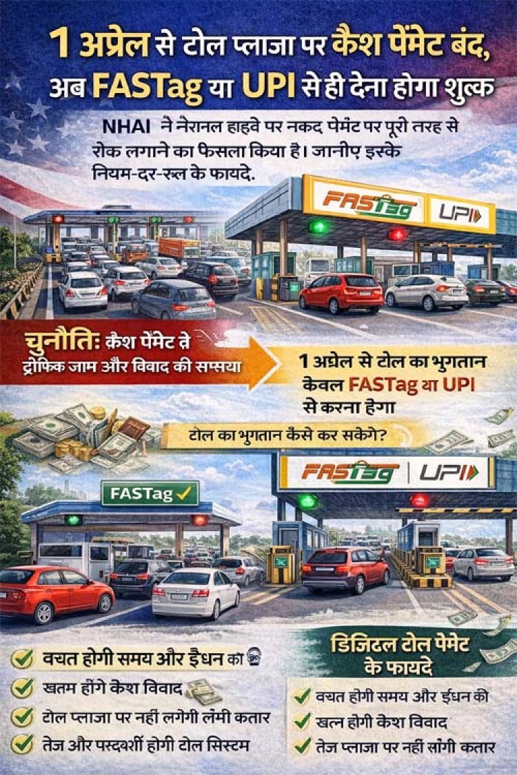 1 अप्रैल से टोल प्लाजा पर कैश पेमेंट बंद, अब FASTag या UPI से ही देना होगा शुल्क