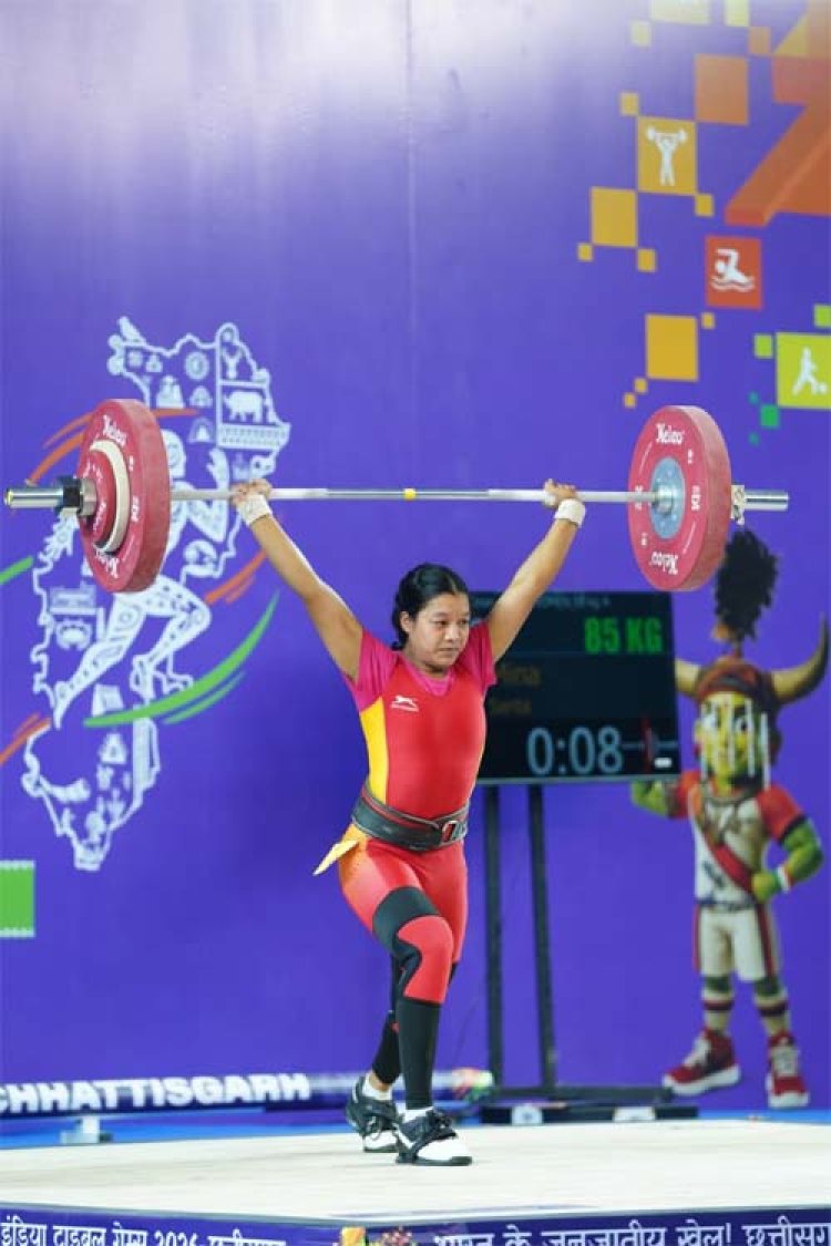 खेलो इंडिया ट्राइबल गेम्स 2026 : 58 किग्रा महिला वेटलिफ्टिंग में अरुणाचल की अनाई वांग्सू ने जीता स्वर्ण