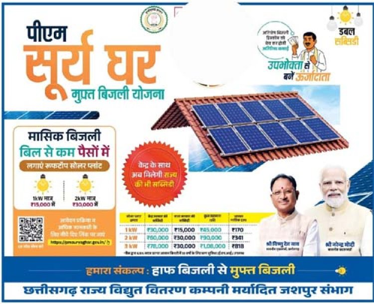 प्रधानमंत्री सूर्य घर मुफ्त बिजली योजना