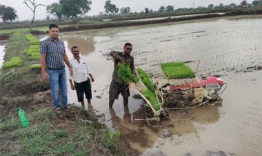 किसान अब उन्नत तकनीक की ओर अग्रसर, पैडी ट्रांसप्लांटर विधि से धान रोपाई
