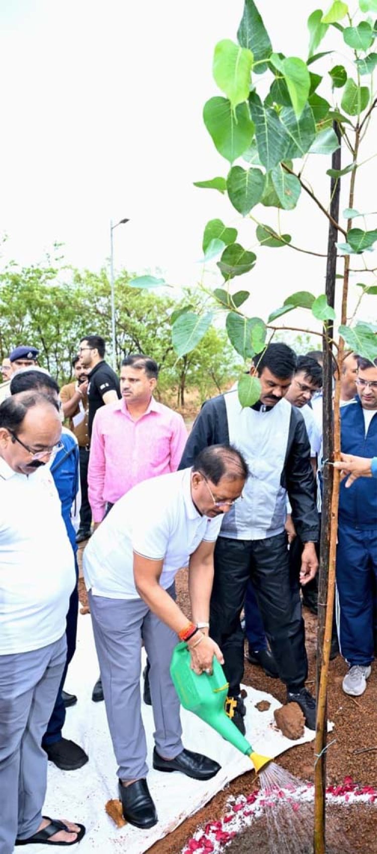 मुख्यमंत्री विष्णु देव साय ने एक पेड़ माँ के नाम अभियान के तहत किया पौधारोपण