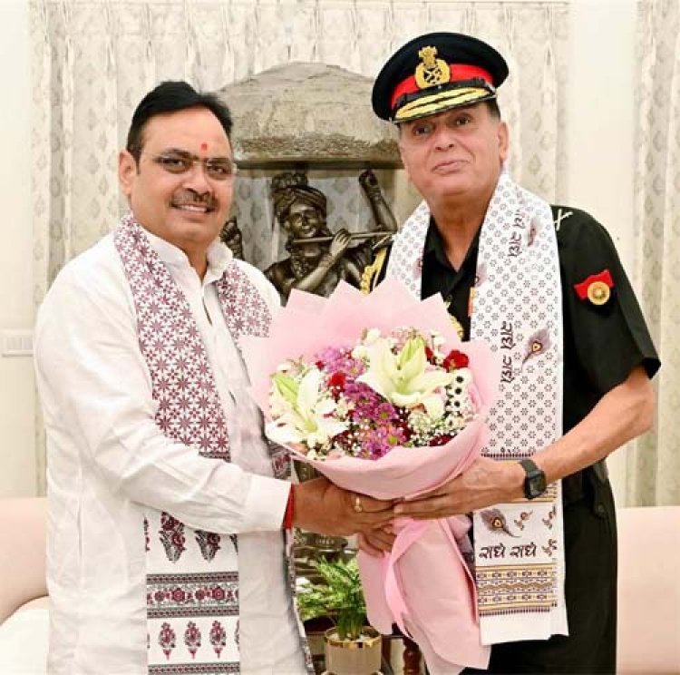 मुख्यमंत्री भजनलाल शर्मा से थल सेनाध्यक्ष जनरल धीरज सेठ पीवीएसएम, यूवाईएसएम, एवीएसएम ने मुलाकात की
