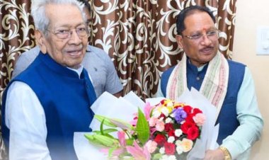 मुख्यमंत्री विष्णु देव साय ने छत्तीसगढ़ के पूर्व राज्यपाल विश्वभूषण हरिचंदन से की सौजन्य भेंट