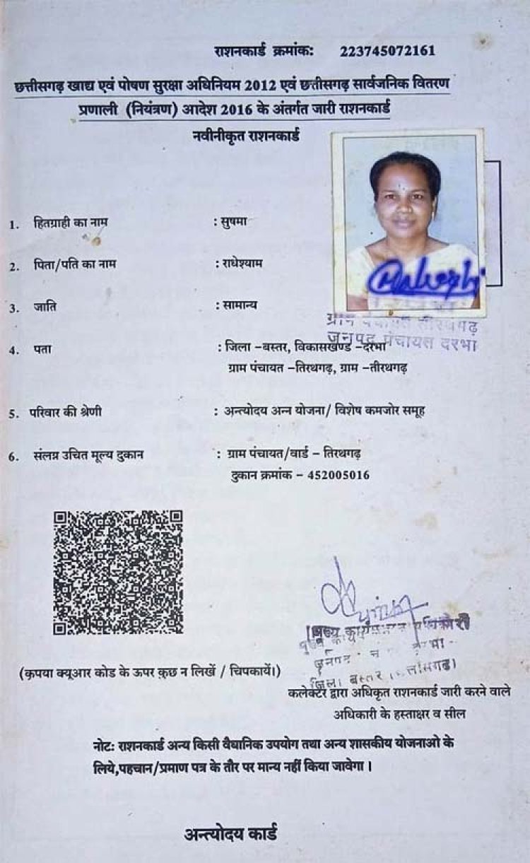 अंत्योदय राशन कार्ड से सुषमा के परिवार को मिली खाद्य सुरक्षा
