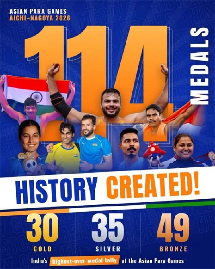 एशियन पैरा गेम्स में भारत का ऐतिहासिक परचम, 114 पदकों के साथ टीम इंडिया ने रचा नया इतिहास